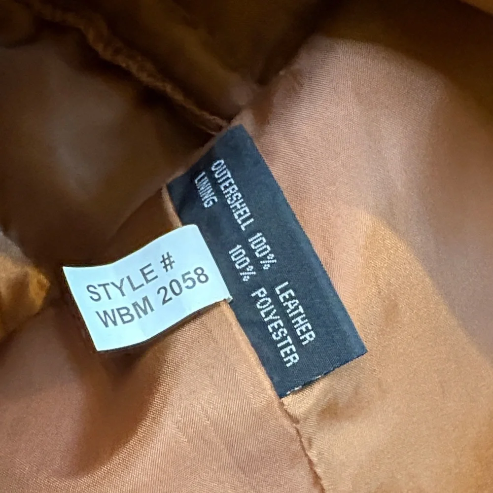 Men's Tan Leather Bomber Jacket - Picture 10 of 10